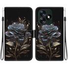 For Tecno Spark 10 4G / 10C Crystal Texture Colored Drawing Leather Phone Case(Black Rose) - 1