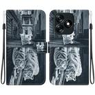 For Tecno Spark 10 4G / 10C Crystal Texture Colored Drawing Leather Phone Case(Cat Tiger Reflection) - 1