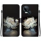 For Tecno Spark 10 5G Crystal Texture Colored Drawing Leather Phone Case(Crystal Peony) - 1