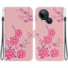 For Tecno Spark 10 5G Crystal Texture Colored Drawing Leather Phone Case(Cherry Blossoms) - 1