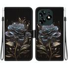 For Tecno Spark 10 Pro Crystal Texture Colored Drawing Leather Phone Case(Black Rose) - 1