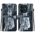 For Tecno Spark 10 Pro Crystal Texture Colored Drawing Leather Phone Case(Cat Tiger Reflection) - 1