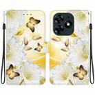 For Tecno Spark 10 Pro Crystal Texture Colored Drawing Leather Phone Case(Gold Butterfly Epiphyllum) - 1