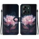 For Tecno Spark Go 2023 / Pop 7 Pro Crystal Texture Colored Drawing Leather Phone Case(Purple Peony) - 1