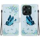 For Tecno Spark Go 2023 / Pop 7 Pro Crystal Texture Colored Drawing Leather Phone Case(Blue Pansies) - 1