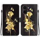 For Tecno Pova 5 Pro Crystal Texture Colored Drawing Leather Phone Case(Gold Butterfly Rose) - 1