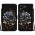For Tecno Pova 5 Pro Crystal Texture Colored Drawing Leather Phone Case(Black Rose) - 1
