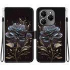 For Tecno Spark 20 Pro Crystal Texture Colored Drawing Leather Phone Case(Black Rose) - 1