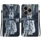 For Tecno Spark 20 Pro Crystal Texture Colored Drawing Leather Phone Case(Cat Tiger Reflection) - 1