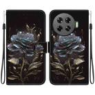 For Tecno Spark 20 Pro+ 4G Crystal Texture Colored Drawing Leather Phone Case(Black Rose) - 1