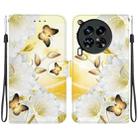 For Tecno Camon 30 Premier 5G Crystal Texture Colored Drawing Leather Phone Case(Gold Butterfly Epiphyllum) - 1