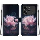 For Tecno Pova 6 Pro / Pova 6 Crystal Texture Colored Drawing Leather Phone Case(Purple Peony) - 1