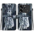 For Tecno Pova 6 Pro / Pova 6 Crystal Texture Colored Drawing Leather Phone Case(Cat Tiger Reflection) - 1