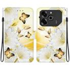 For Tecno Pova 6 Pro / Pova 6 Crystal Texture Colored Drawing Leather Phone Case(Gold Butterfly Epiphyllum) - 1