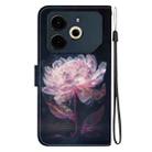 For Tecno Pova 6 Neo Crystal Texture Colored Drawing Leather Phone Case(Purple Peony) - 3