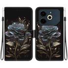 For Tecno Pova 6 Neo Crystal Texture Colored Drawing Leather Phone Case(Black Rose) - 1