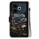 For Tecno Pova 6 Neo Crystal Texture Colored Drawing Leather Phone Case(Black Rose) - 3