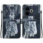 For Tecno Pova 6 Neo Crystal Texture Colored Drawing Leather Phone Case(Cat Tiger Reflection) - 1