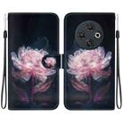 For Tecno Spark 30C Crystal Texture Colored Drawing Leather Phone Case(Purple Peony) - 1