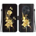 For Tecno Spark 30C Crystal Texture Colored Drawing Leather Phone Case(Gold Butterfly Rose) - 1