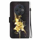 For Tecno Spark 30C Crystal Texture Colored Drawing Leather Phone Case(Gold Butterfly Rose) - 3