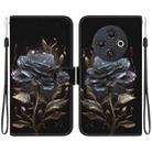 For Tecno Spark 30C Crystal Texture Colored Drawing Leather Phone Case(Black Rose) - 1