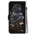 For Tecno Spark 30C Crystal Texture Colored Drawing Leather Phone Case(Black Rose) - 3