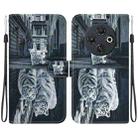 For Tecno Spark 30C Crystal Texture Colored Drawing Leather Phone Case(Cat Tiger Reflection) - 1