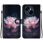 For Tecno Spark Go 1 / Pop 9 Pro Crystal Texture Colored Drawing Leather Phone Case(Purple Peony) - 1