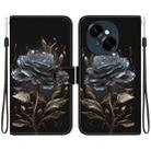 For Tecno Spark Go 1 / Pop 9 Pro Crystal Texture Colored Drawing Leather Phone Case(Black Rose) - 1