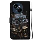 For Tecno Spark Go 1 / Pop 9 Pro Crystal Texture Colored Drawing Leather Phone Case(Black Rose) - 3