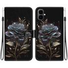 For Tecno Pop 10 / Spark Go 2 4G Crystal Texture Colored Drawing Leather Phone Case(Black Rose) - 1