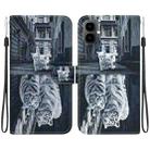 For Tecno Pop 10 / Spark Go 2 4G Crystal Texture Colored Drawing Leather Phone Case(Cat Tiger Reflection) - 1