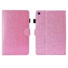 For Samsung Galaxy Tab A9+ Glitter Powder Smart PU Tablet Case with Sleep / Wake-up Function(Pink) - 1