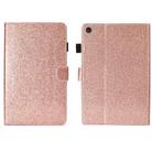 For Samsung Galaxy Tab A9+ Glitter Powder Smart PU Tablet Case with Sleep / Wake-up Function(Rose Gold) - 1