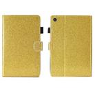 For Samsung Galaxy Tab A9+ Glitter Powder Smart PU Tablet Case with Sleep / Wake-up Function(Gold) - 1