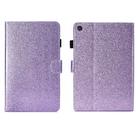For Samsung Galaxy Tab A9 Glitter Powder Smart PU Tablet Case with Sleep / Wake-up Function(Purple) - 1