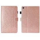 For Samsung Galaxy Tab A9 Glitter Powder Smart PU Tablet Case with Sleep / Wake-up Function(Rose Gold) - 1