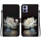 For Motorola Edge 30 Neo / 30 Lite Crystal Texture Colored Drawing Leather Phone Case(Crystal Peony) - 1