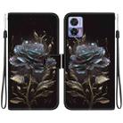 For Motorola Edge 30 Neo / 30 Lite Crystal Texture Colored Drawing Leather Phone Case(Black Rose) - 1