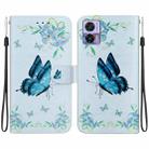 For Motorola Edge 30 Neo / 30 Lite Crystal Texture Colored Drawing Leather Phone Case(Blue Pansies) - 1