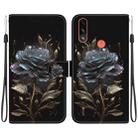 For Motorola Moto E7 Power / E7i Power Crystal Texture Colored Drawing Leather Phone Case(Black Rose) - 1