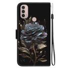 For Motorola Moto E20 / E30 / E40 Crystal Texture Colored Drawing Leather Phone Case(Black Rose) - 3