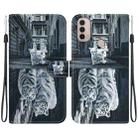 For Motorola Moto E20 / E30 / E40 Crystal Texture Colored Drawing Leather Phone Case(Cat Tiger Reflection) - 1