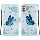 For Motorola Moto E20 / E30 / E40 Crystal Texture Colored Drawing Leather Phone Case(Blue Pansies) - 1