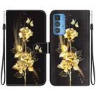 For Motorola Edge 20 Pro Crystal Texture Colored Drawing Leather Phone Case(Gold Butterfly Rose) - 1