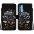 For Motorola Edge 20 Pro Crystal Texture Colored Drawing Leather Phone Case(Black Rose) - 1