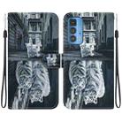 For Motorola Edge 20 Pro Crystal Texture Colored Drawing Leather Phone Case(Cat Tiger Reflection) - 1