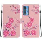 For Motorola Edge 20 Pro Crystal Texture Colored Drawing Leather Phone Case(Cherry Blossoms) - 1