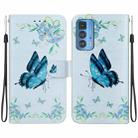 For Motorola Edge 20 Pro Crystal Texture Colored Drawing Leather Phone Case(Blue Pansies) - 1